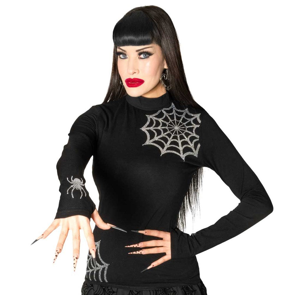 Spiderweb Sparkle Long Sleeve Top - Kreepsville