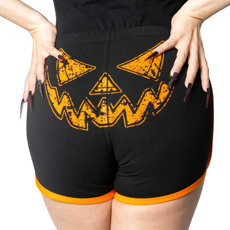 Pumpkin Trick Or Treat Womens Booty Shorts – Kreepsville
