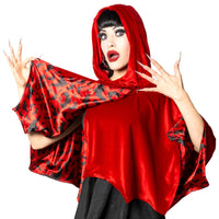 Thumbnail for Bat Wing Velvet Red Short Cape - Kreepsville