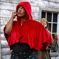 Thumbnail for Bat Wing Velvet Red Short Cape - Kreepsville