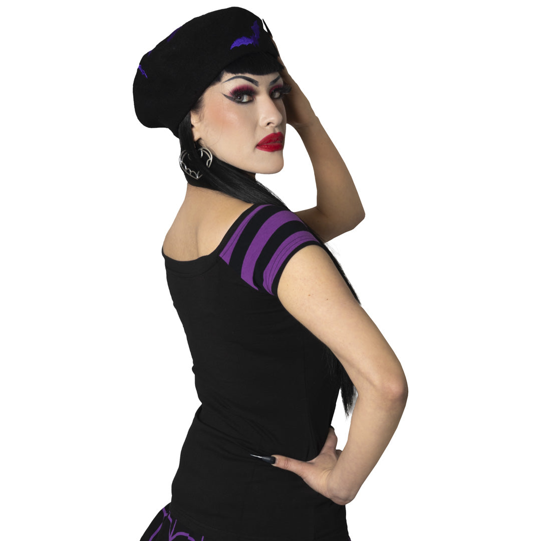 Elvira Moon Crescent Glitter Shoulder Top