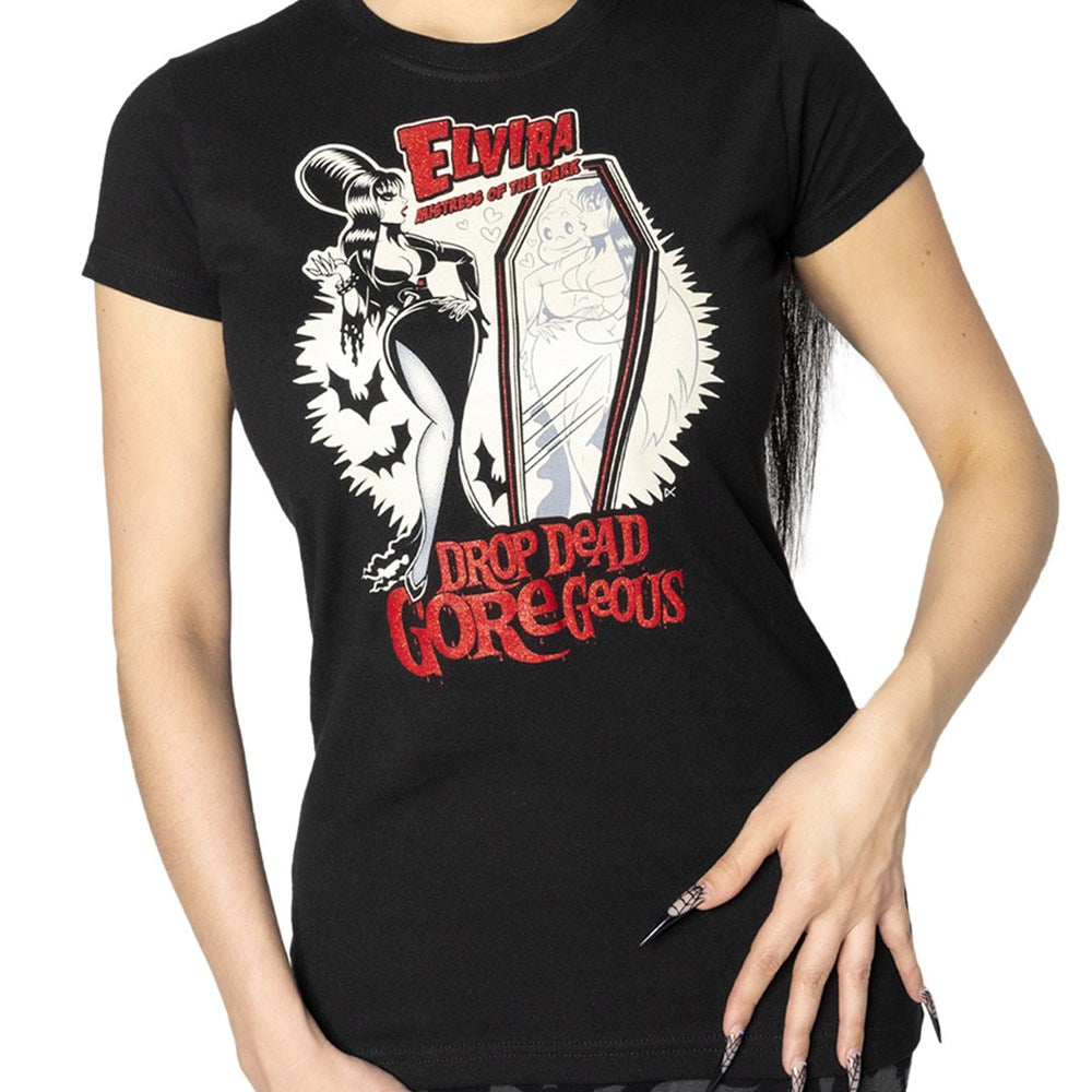 Elvira Drop Dead Goregeous Womens T-shirt - Kreepsville