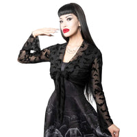 Thumbnail for Bat Mesh Tie Top - Kreepsville