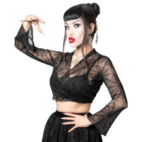 Thumbnail for Spiderweb Mesh Tie Top - Kreepsville