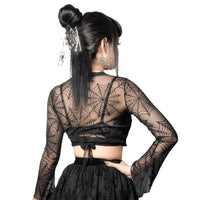 Thumbnail for Spiderweb Mesh Tie Top - Kreepsville