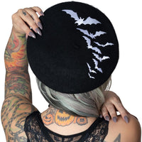 Thumbnail for Bat Repeat White Beret Hat - Kreepsville