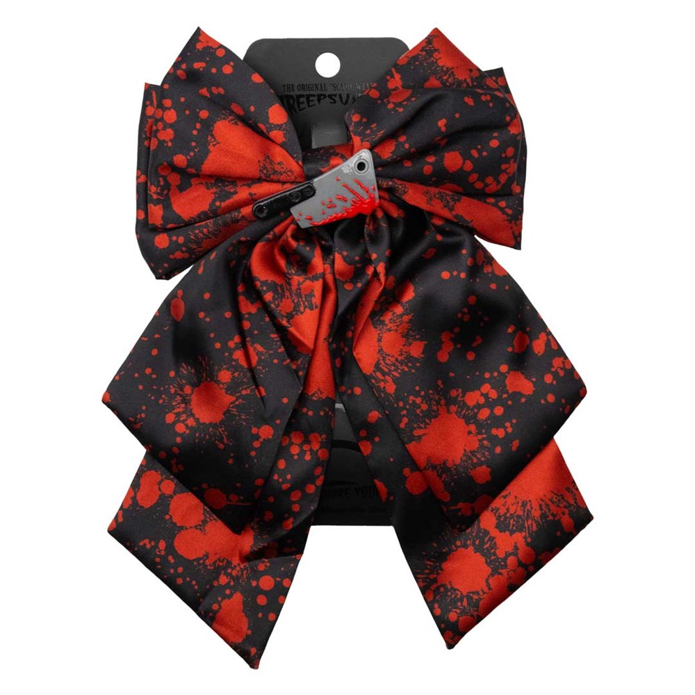 Blood Splatter Cleaver Satin Hair Bow - Kreepsville
