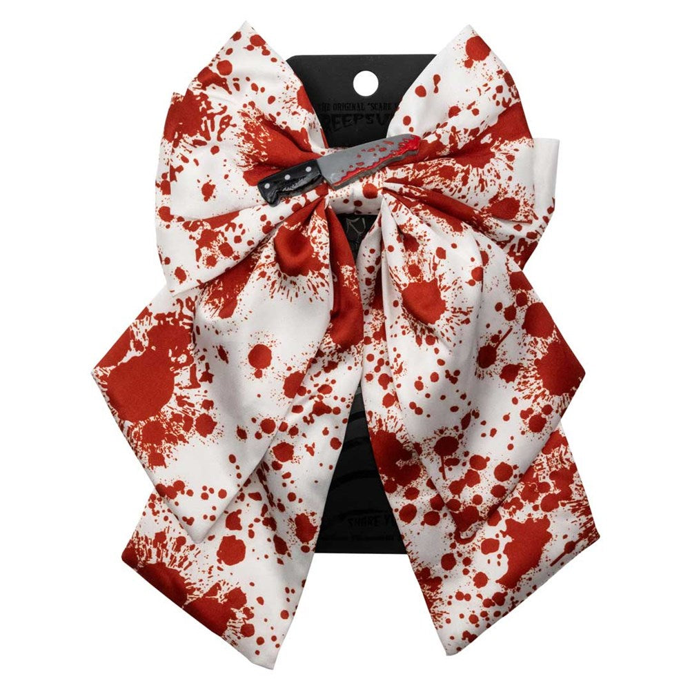 Blood Splatter Knife Satin Hair Bow - Kreepsville