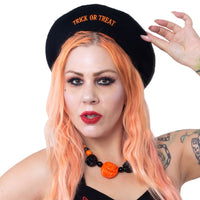 Thumbnail for Trick Or Treat Pumpkin Black Beret - Kreepsville