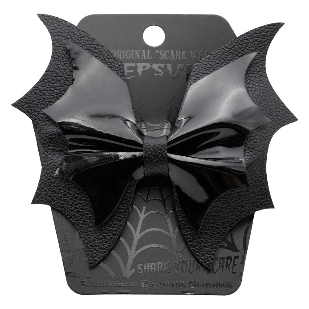 Batwing Black PVC Hair Bow - Kreepsville