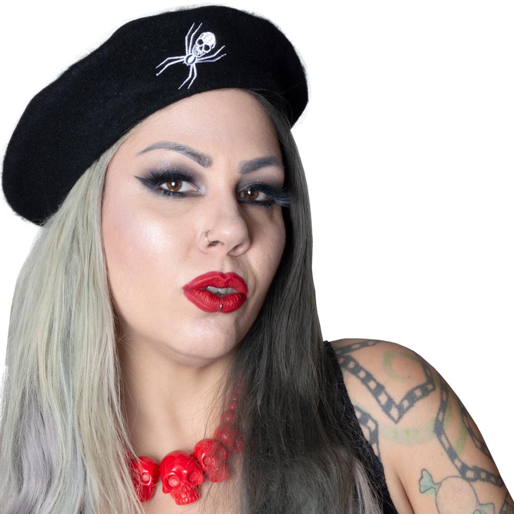 Web Black Beret Hat - Kreepsville