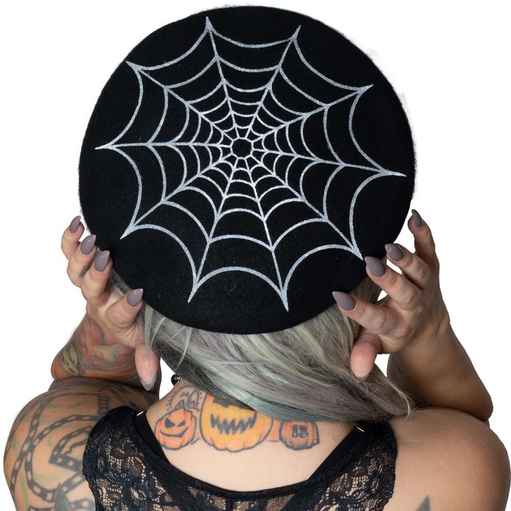 Web Black Beret Hat - Kreepsville