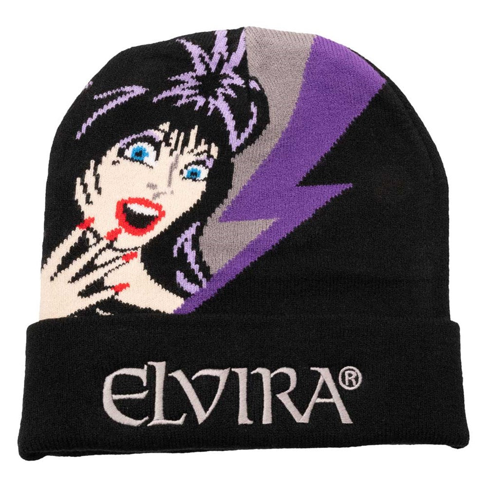 Elvira Purple Bolt Knit Beanie - Kreepsville