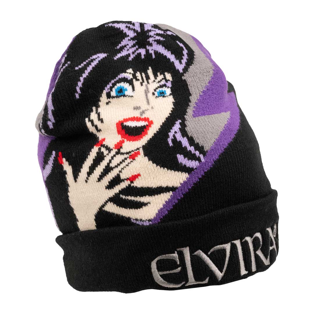 Elvira Purple Bolt Knit Beanie - Kreepsville