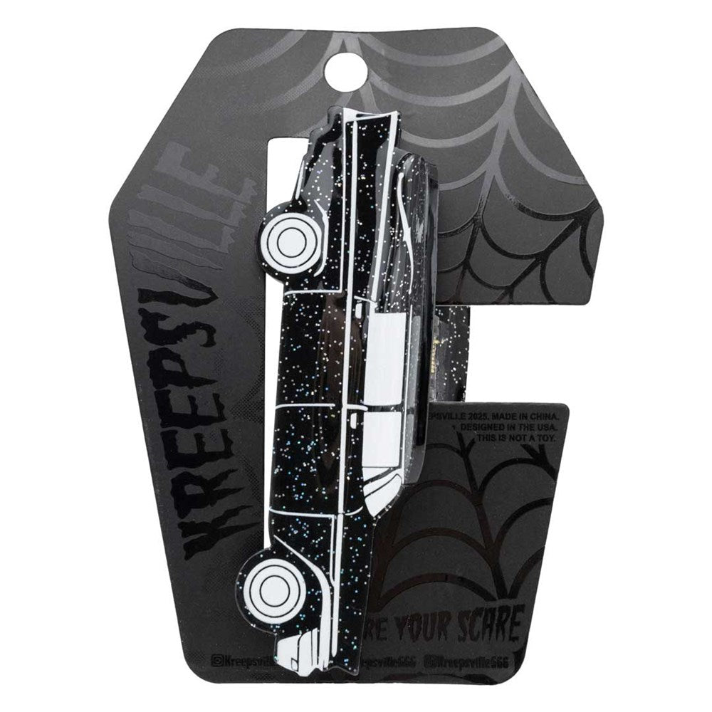 Hearse Black Glitter Claw Clip - Kreepsville