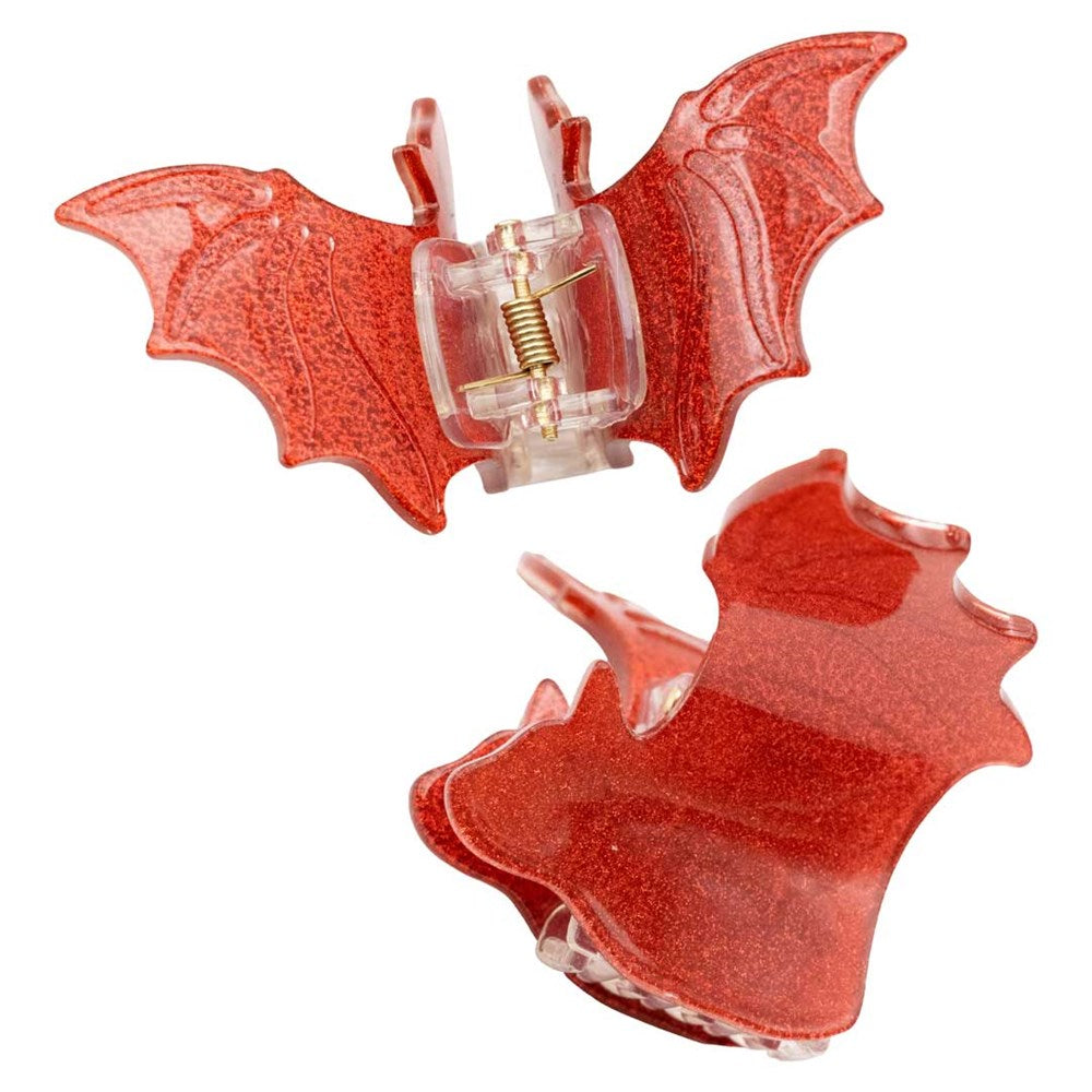 Bat Med Claw Clip Set Red Glitter - Kreepsville