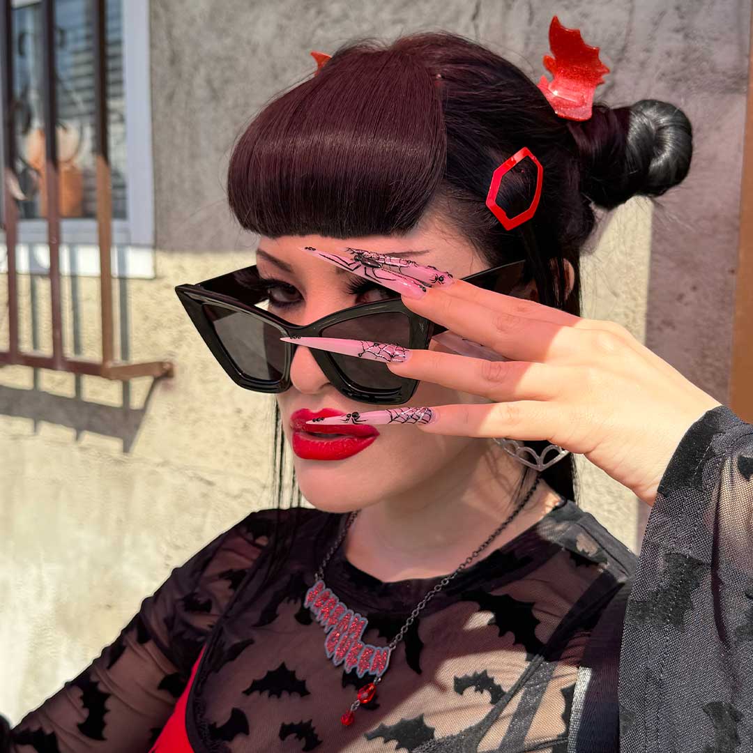 Bat Med Claw Clip Set Red Glitter - Kreepsville