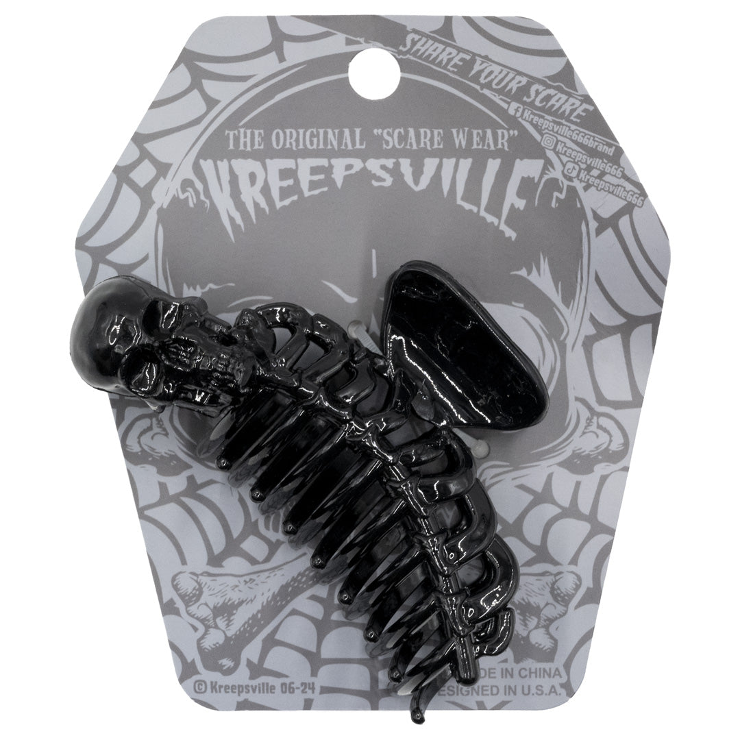 Skeleton Ribcage Hair Claw Clip Black