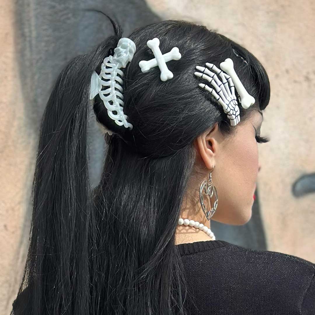 Skeleton Ribcage Hair Claw Clip Glow In The Dark - Kreepsville