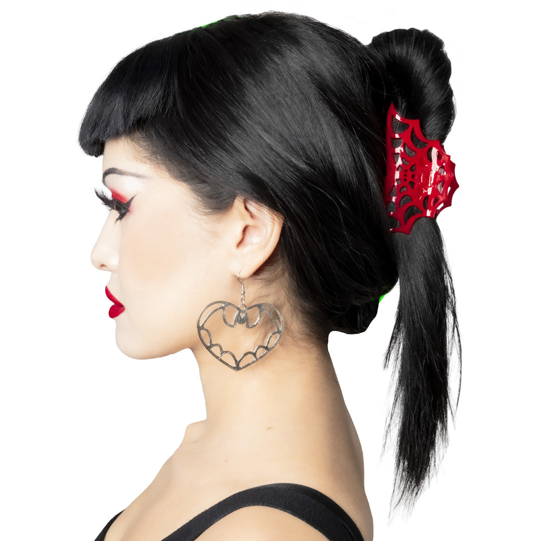 Spiderweb Hair Claw Clip Red - Kreepsville