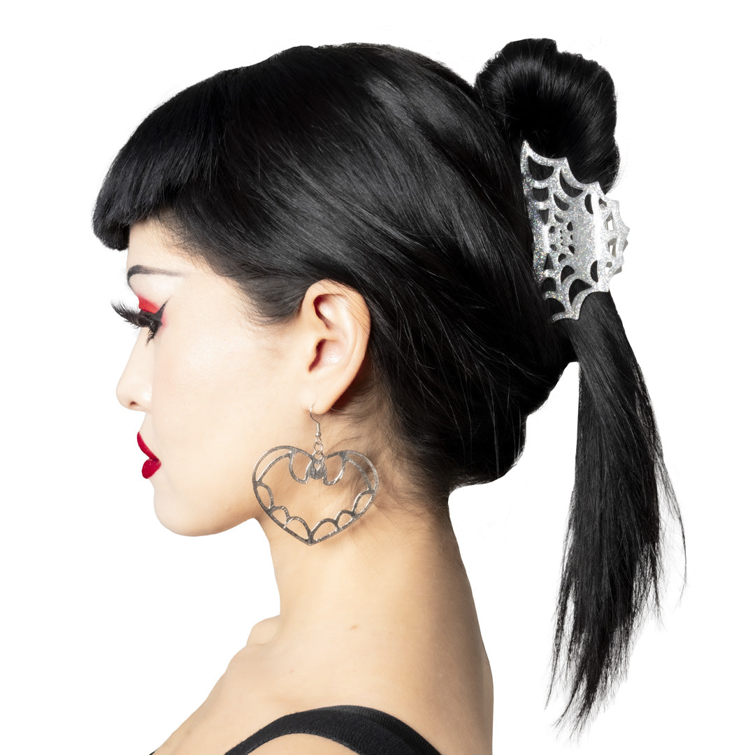 Spiderweb Hair Claw Clip Silver - Kreepsville