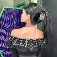 Thumbnail for Spiderweb Hair Claw Clip Silver - Kreepsville