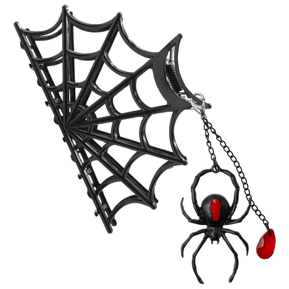 Spider Charm Web Claw Clip Black - Kreepsville