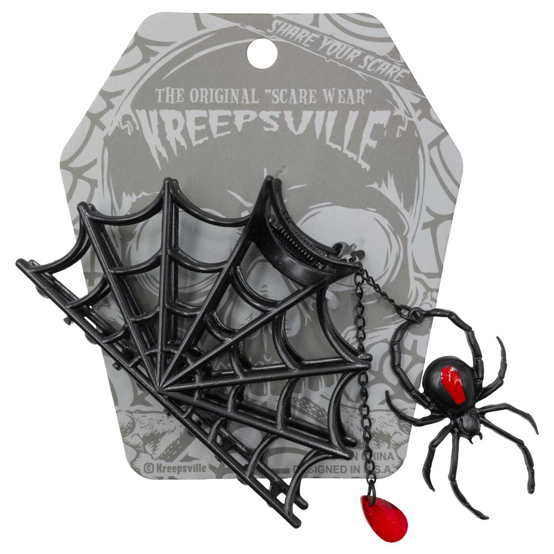 Spider Charm Web Claw Clip Black - Kreepsville