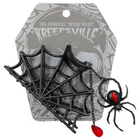 Thumbnail for Spider Charm Web Claw Clip Black - Kreepsville