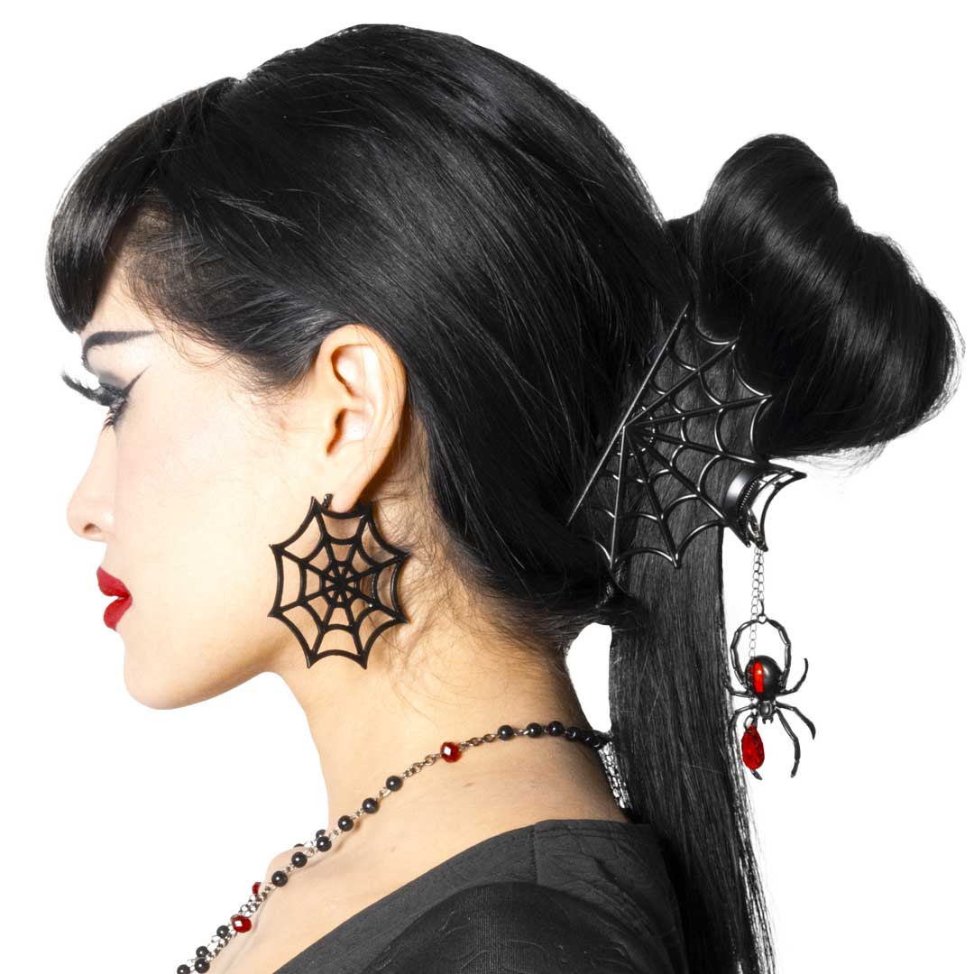 Spider Charm Web Claw Clip Black - Kreepsville