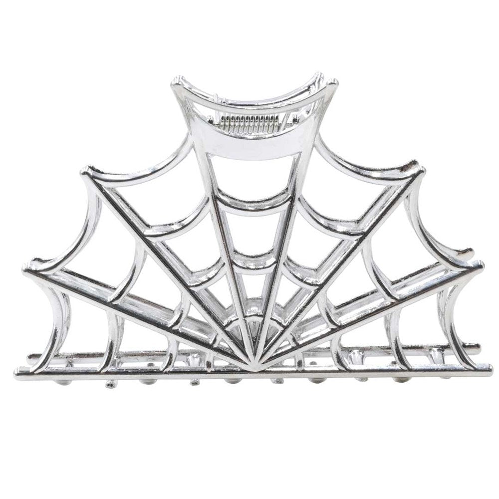 Spider Charm Web Claw Clip Silver - Kreepsville