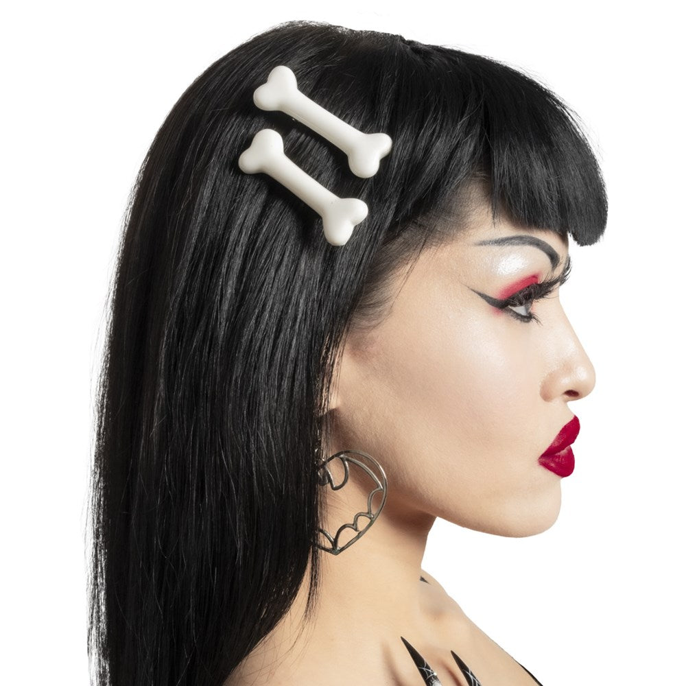 Mini Bone Hair Slides White - Kreepsville