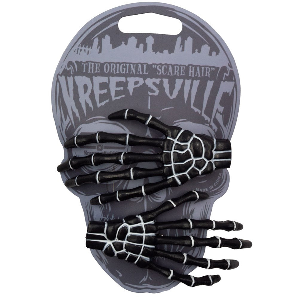 Skeleton Bone Hand Hairslides Black - Kreepsville