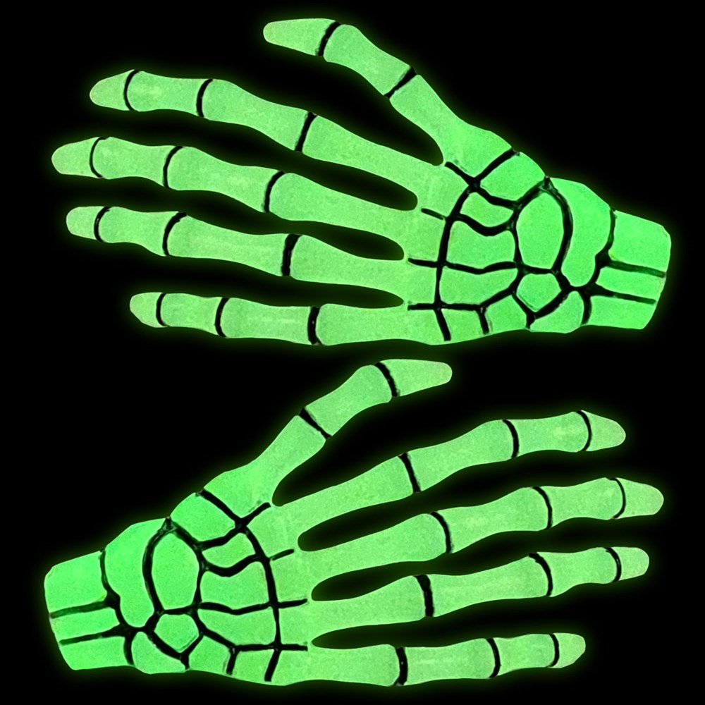 Kreepsville 666 skeleton bone hands hairslides glow