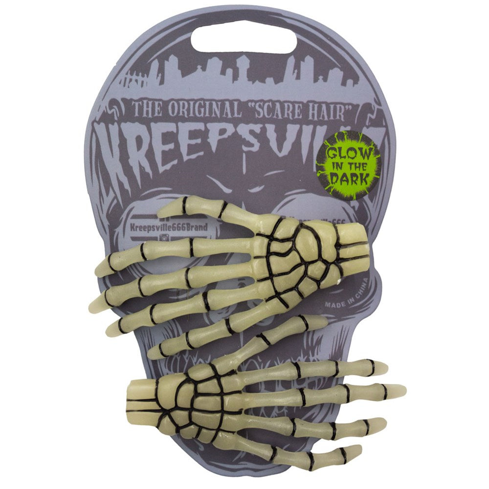 Skeleton Bone Hands Hairslides Glow - Kreepsville