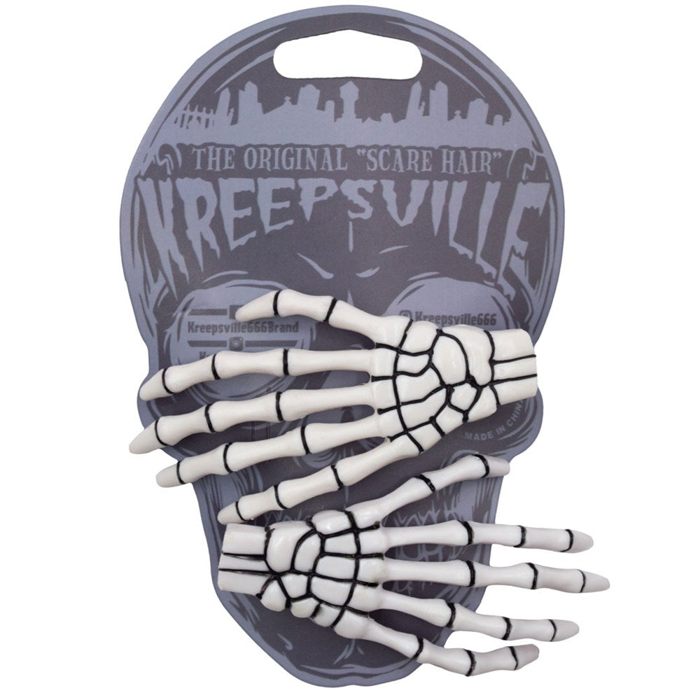 Skeleton Bone Hand Hairslides White - Kreepsville