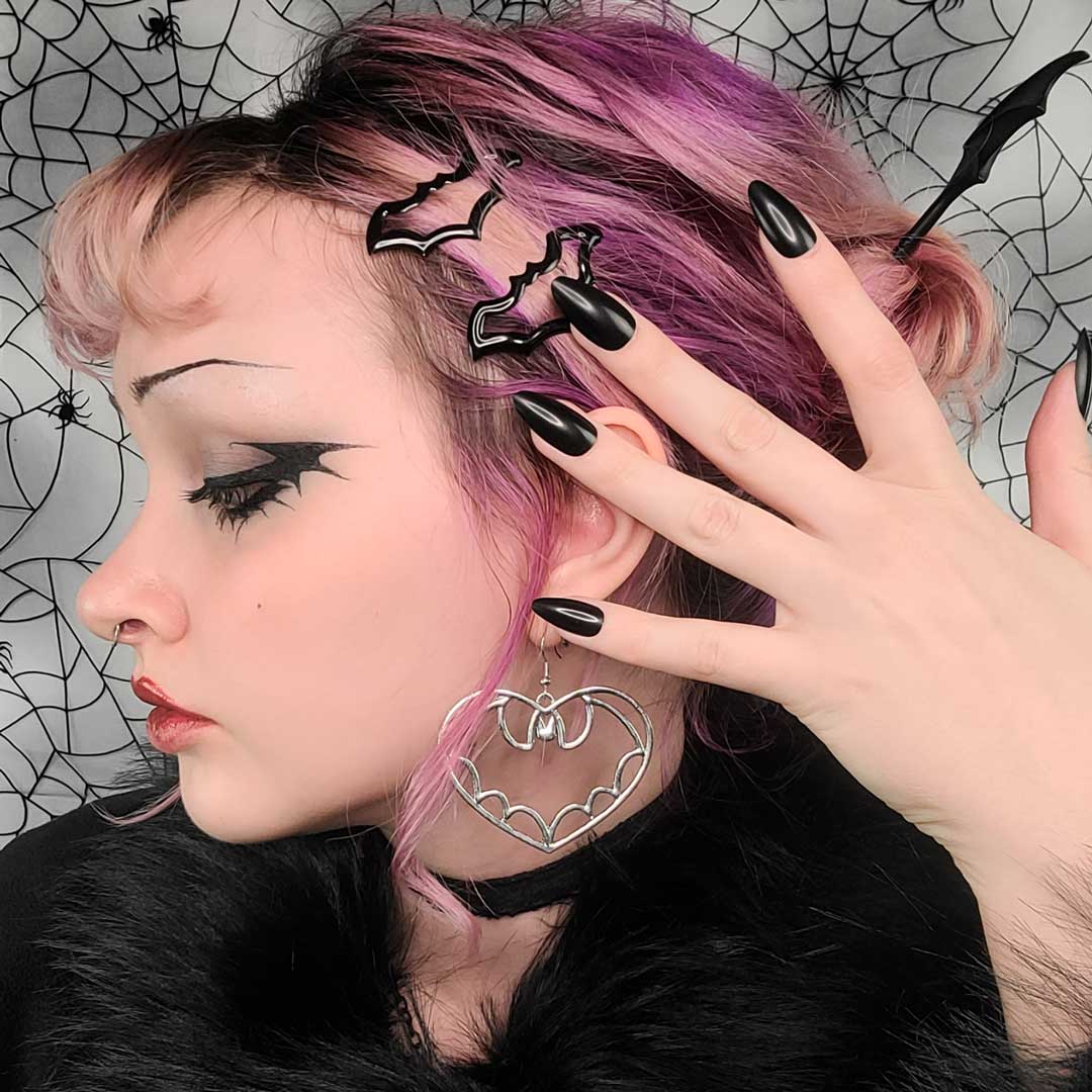 Bat Snap Hair Clips Black