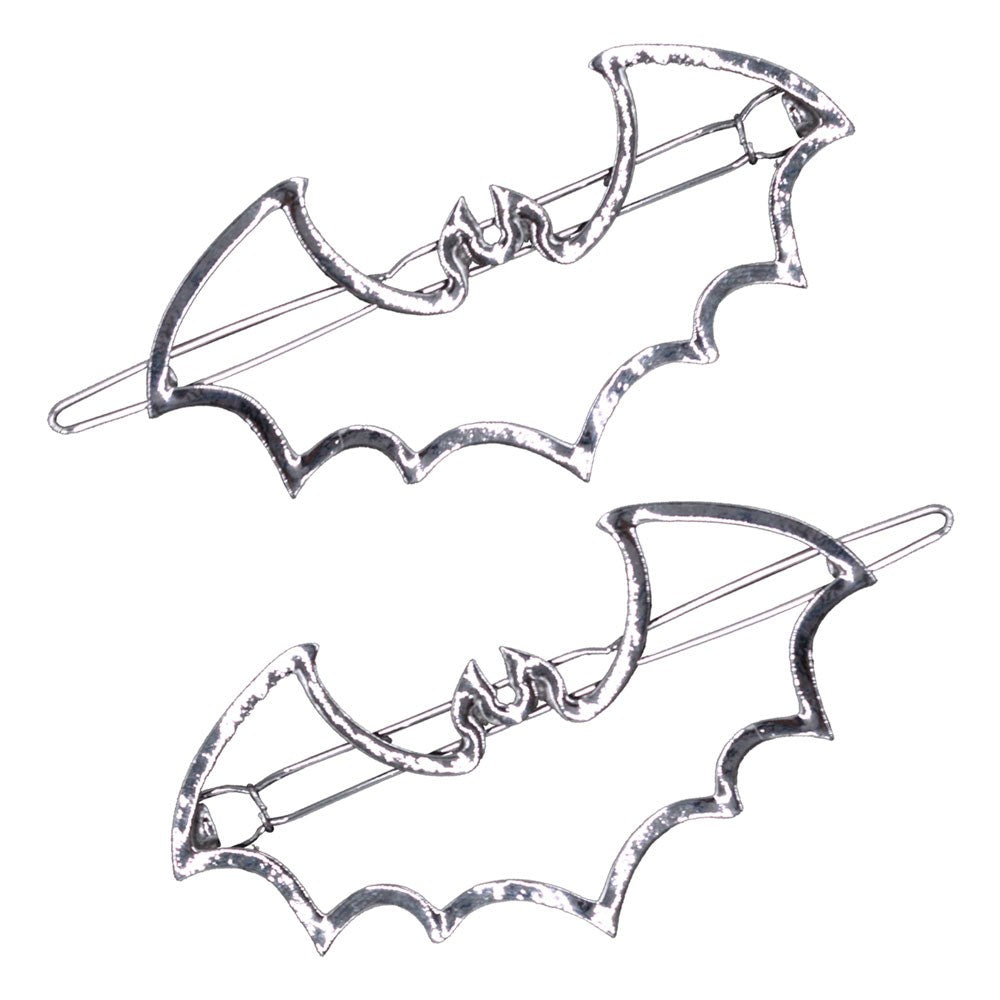 Bat Outline Hair Clips Pair