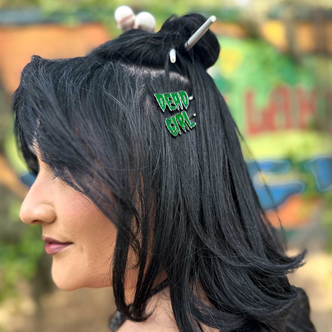 Dead Girl Text Hair Slides