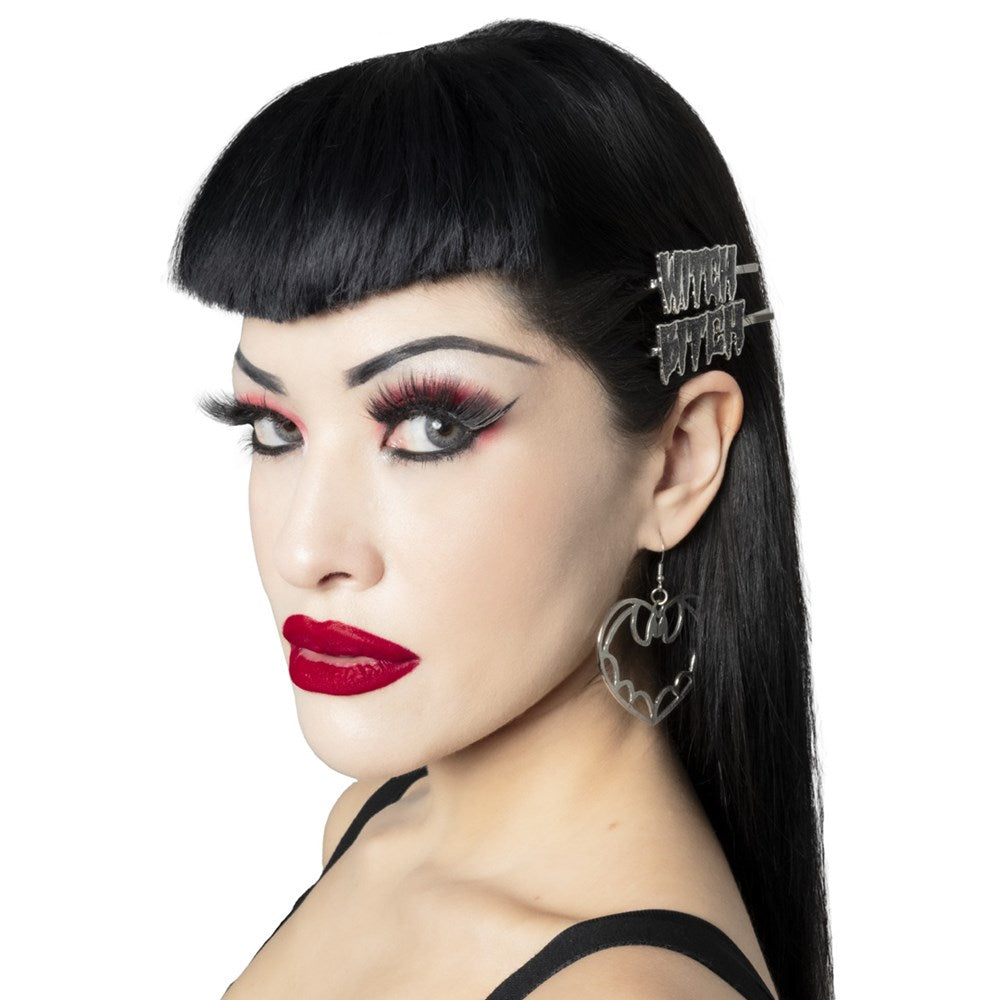 HORROR VACUI シルクベルベット スカラップカットブラウス Amina Witch Bitch Text Hair Slides