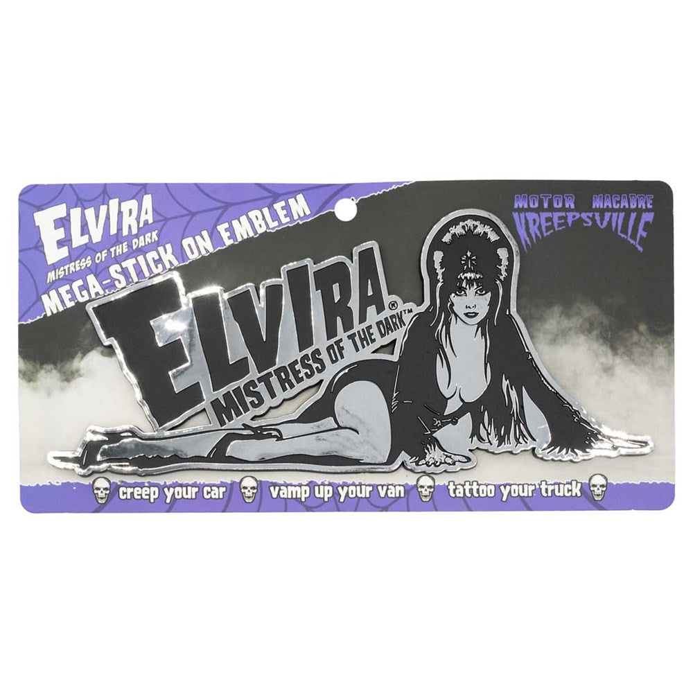 Elvira Laid Down Mega Chrome Stick On Emblem - Kreepsville