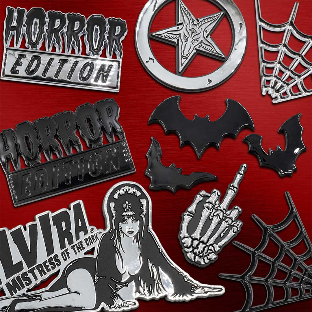 Elvira Laid Down Mega Chrome Stick On Emblem - Kreepsville