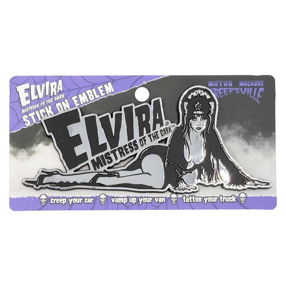 Elvira Laid Down Chrome Stick On Emblem - Kreepsville