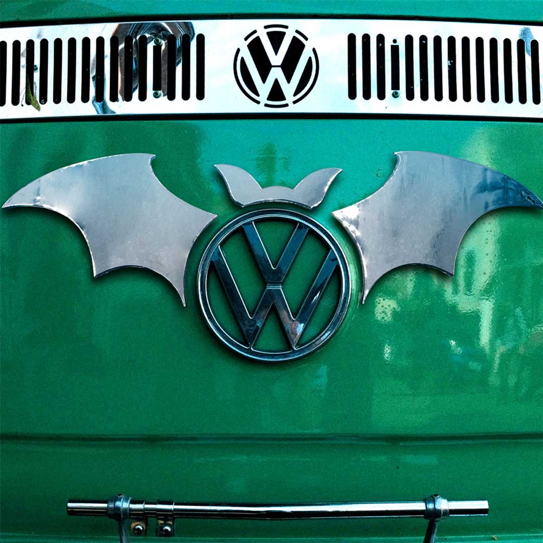 Segmented Bat Chrome Stick On Emblem
