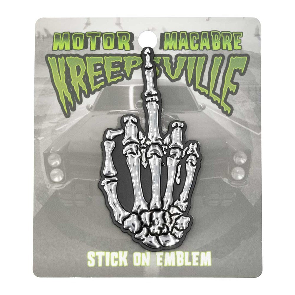 Skeleton Middle Finger Stick On Emblem - Kreepsville