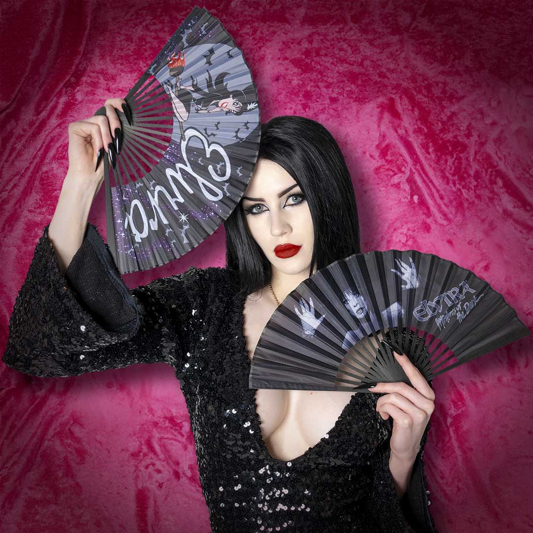 Elvira Dark Love Fabric Fan