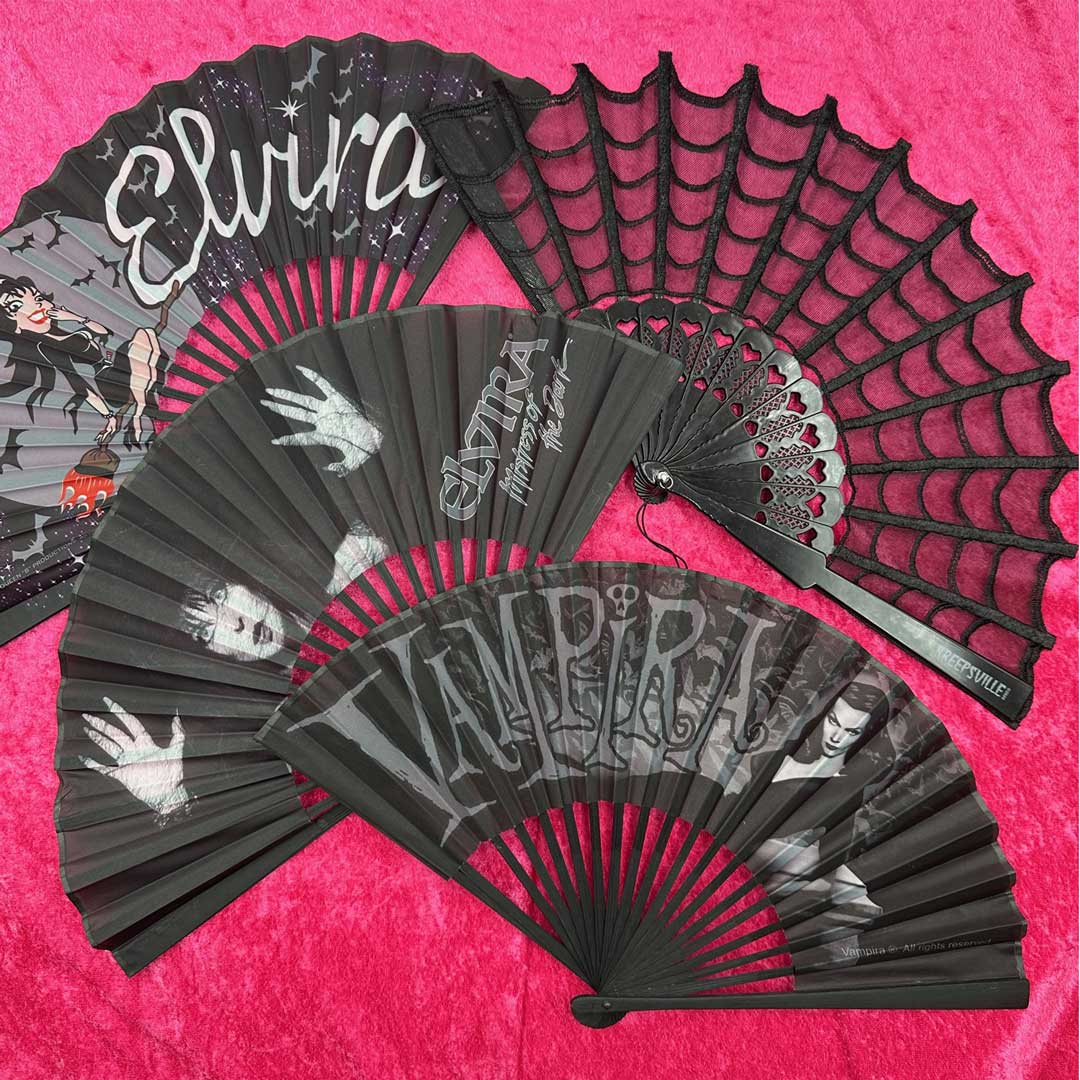 Elvira Dark Love Fabric Fan
