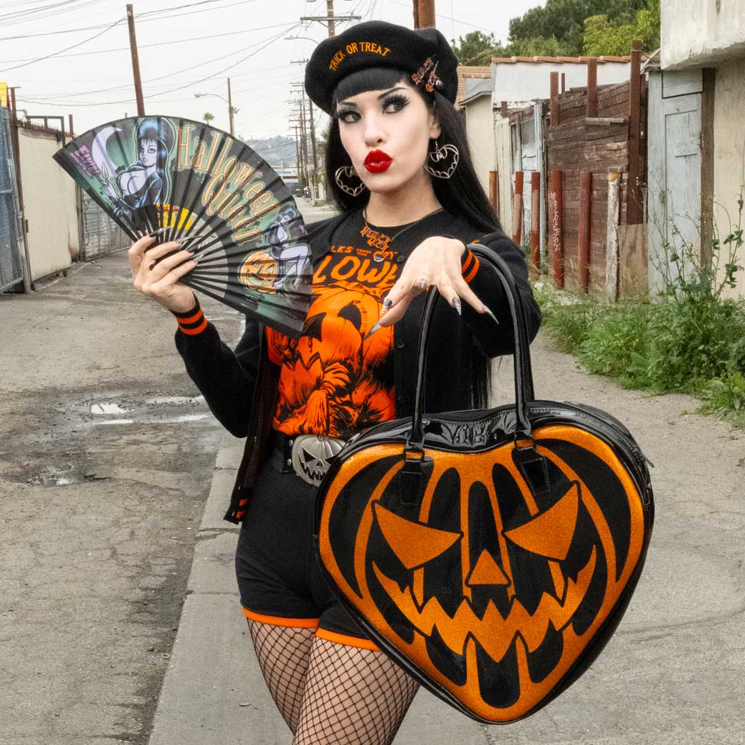 Elvira Halloween Queen Fabric Fan