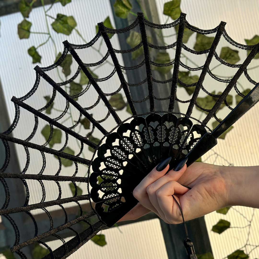 Spiderweb Lace Hand Fan - Kreepsville