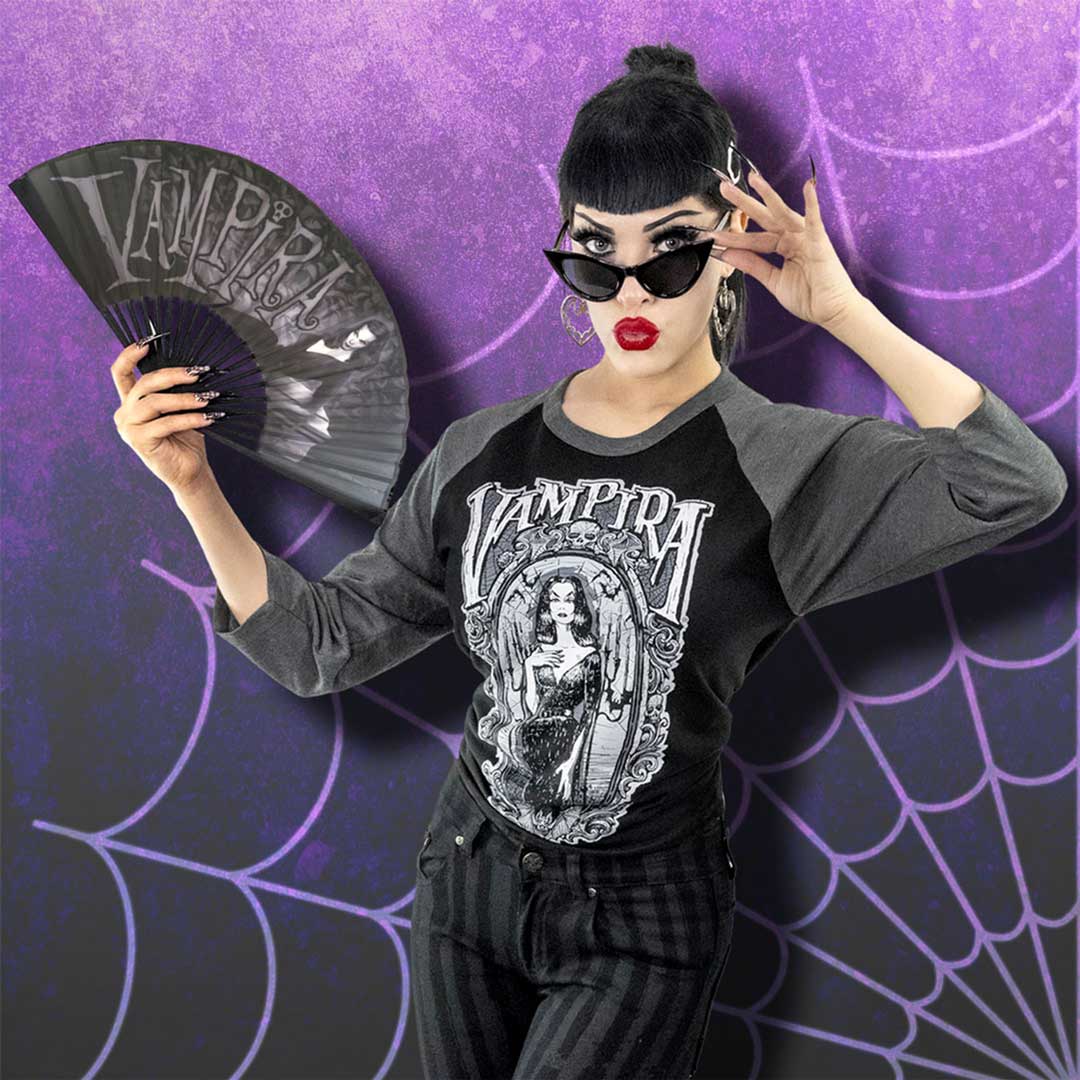 Vampira Coffin Fabric Fan - Kreepsville